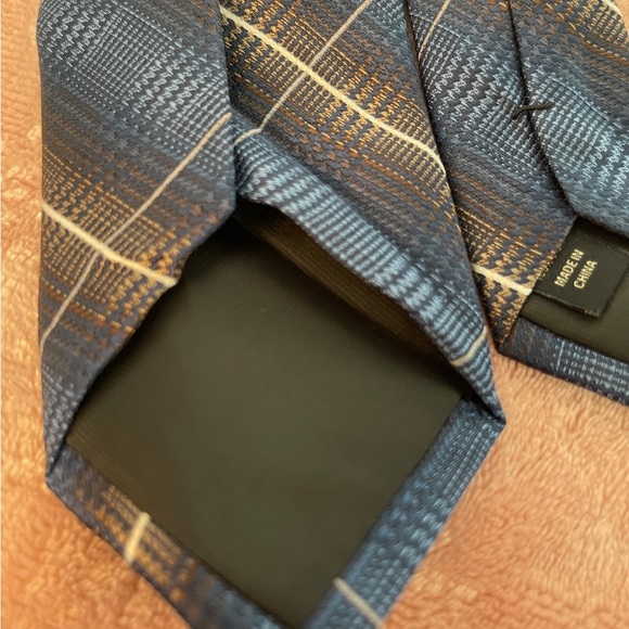 Pronto Uomo Blue and Brown Plaid Tie - Picture 7 of 8